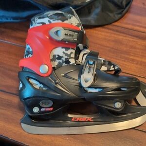 DBX Adjustable Ice Skates with Red and Black Camo